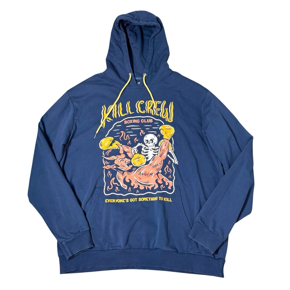 Kill Crew Mens Hoodie XL Inner Demons Boxing Club Blue Skeleton Porrada Gym